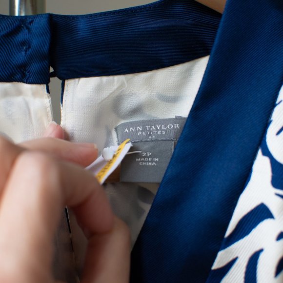 Ann Taylor Old Money Petites Size 2 Navy and White Dress - Picture 4 of 13